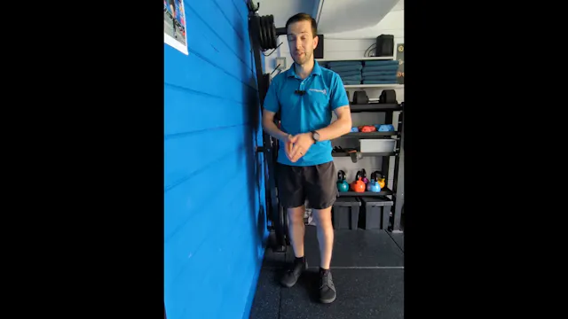 Single leg squat with wall support