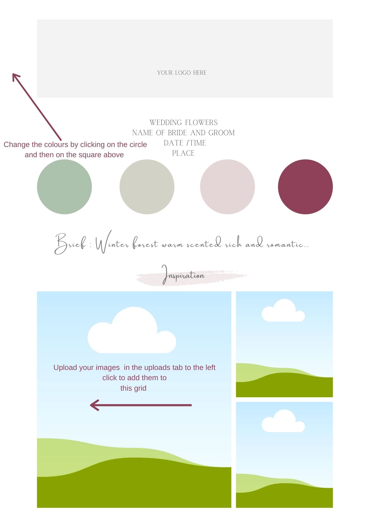 Using the wedding proposal template 