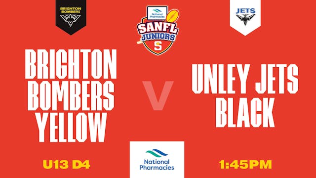 U13D4 | Brighton Bombers Yellow V Unley Jets Black | Stratarama Stadi