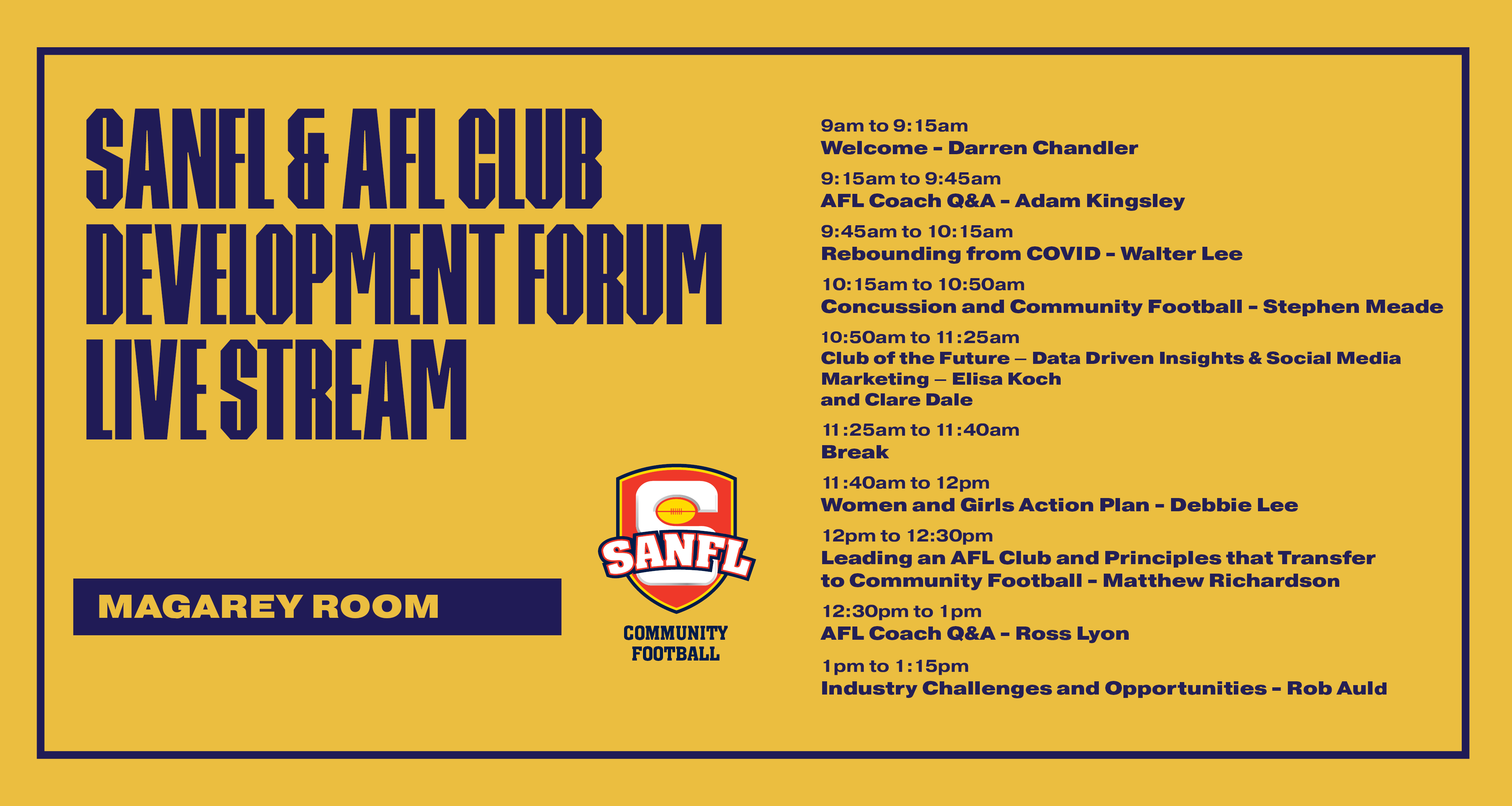 MAIN ROOM: SANFL & AFL Club Development Forum - Part 5