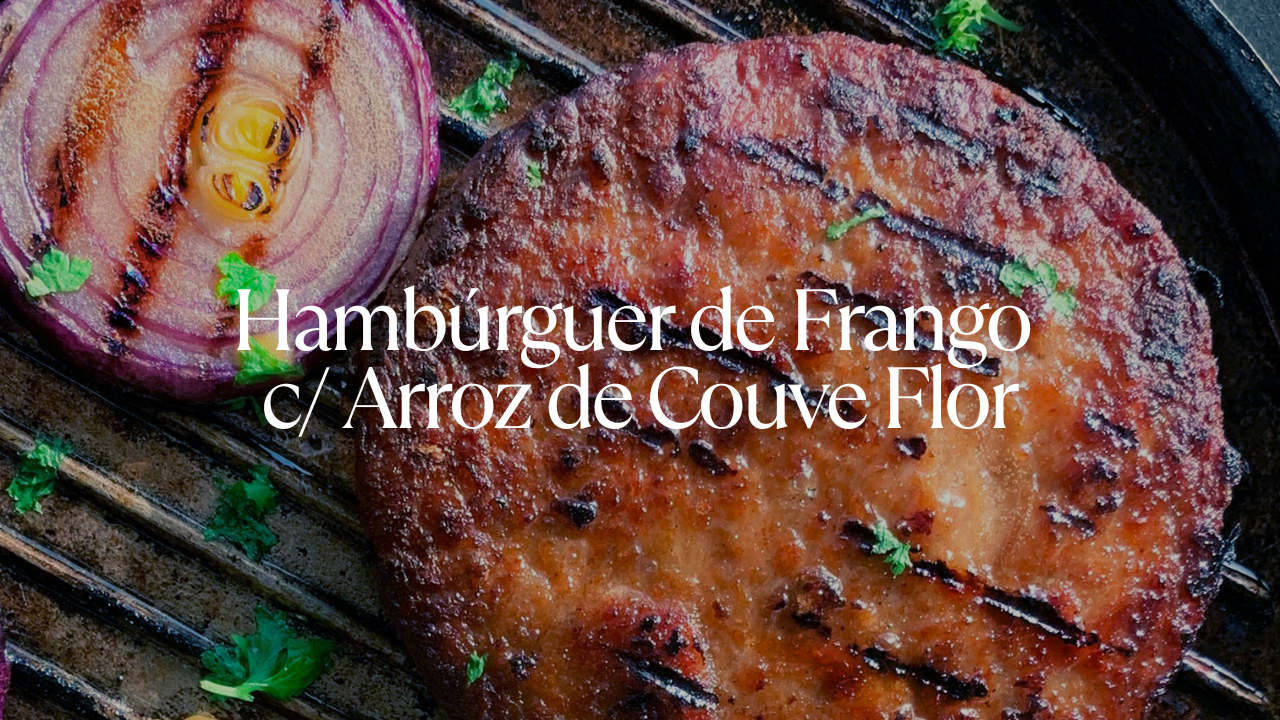 Hamburguer de frango com arroz de couve flor
