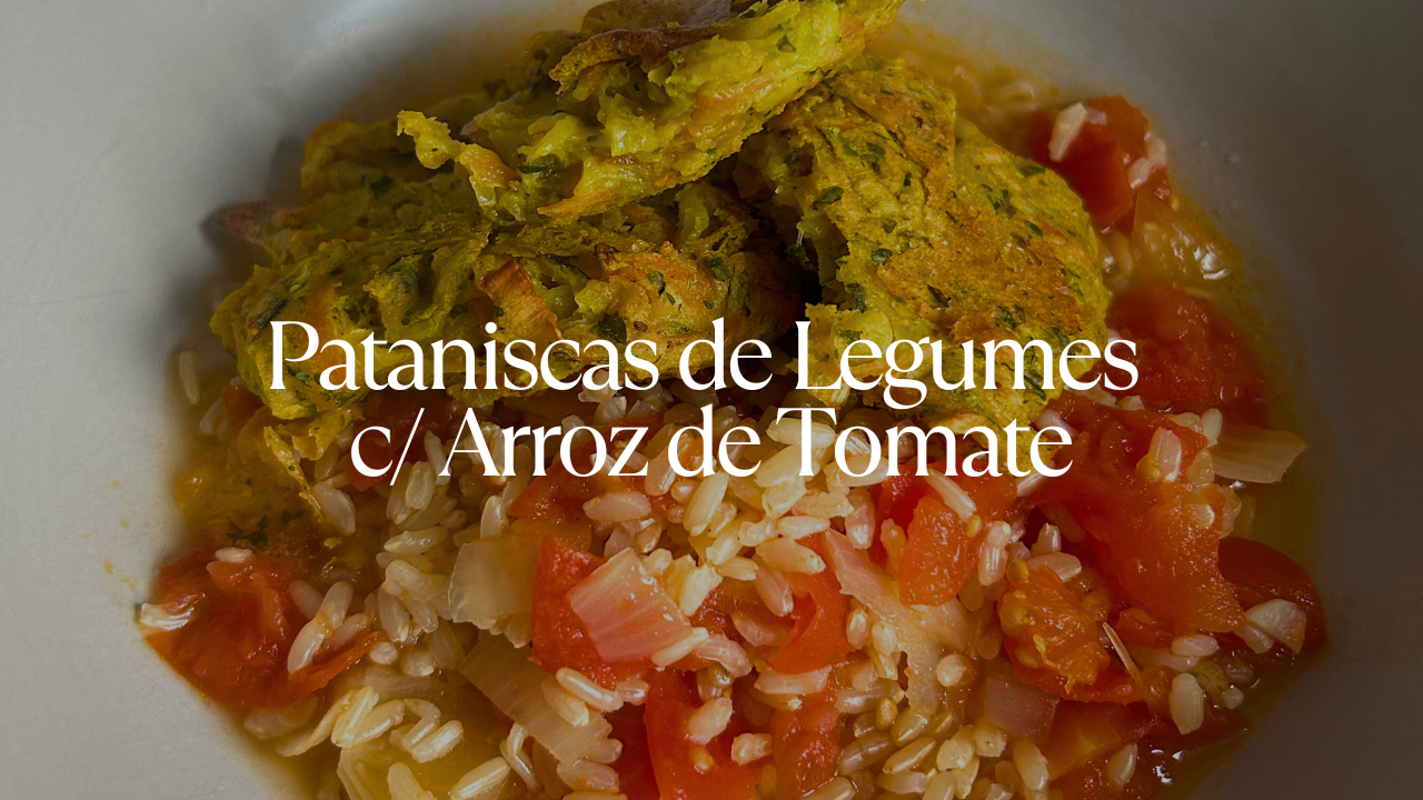 Pataniscas de legumes com arroz de tomate