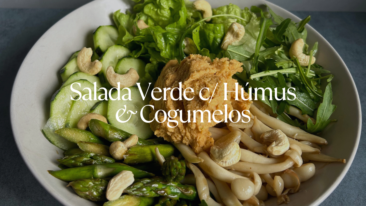 Salada Verde com Húmus e Cogumelos