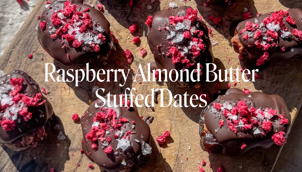 RASPBERRY ALMOND BUTTER STUFFED DATES