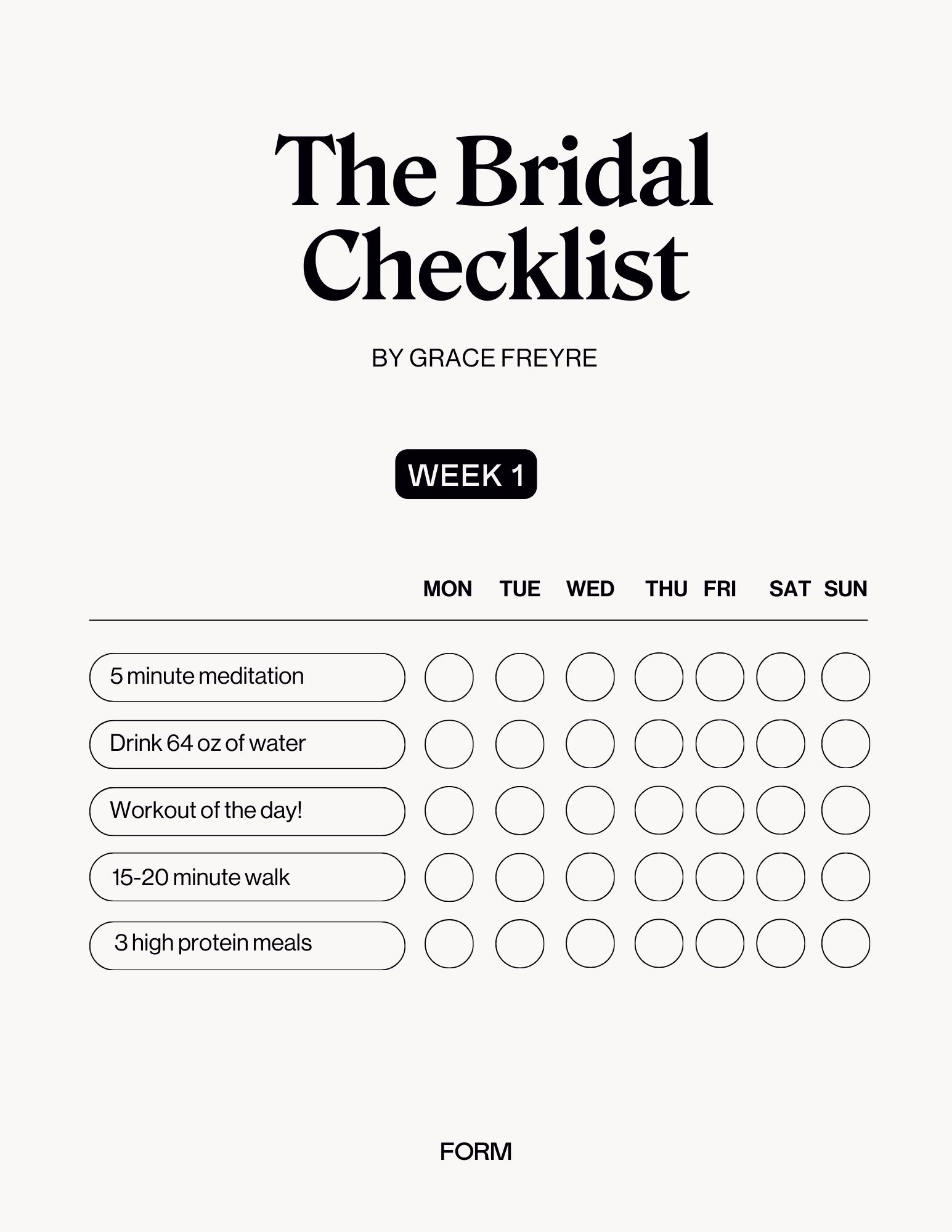 THE BRIDAL PROGRAM CHECKLIST! 