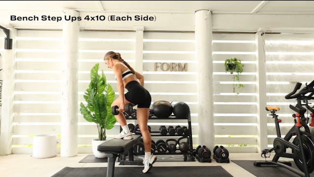 BENCH STEP UPS (4x10) PER SIDE 