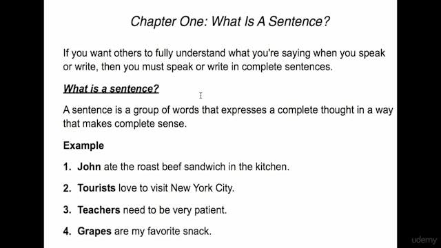 Lesson 1 What is a sentence (part 2)