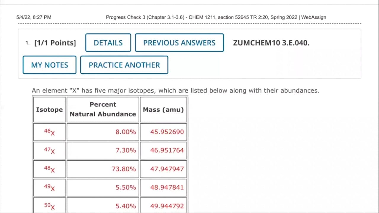 Fall 2022 CHEM 1211 Progress Check Preview (Chapter 3.1 - 3.6) - Science Guyz