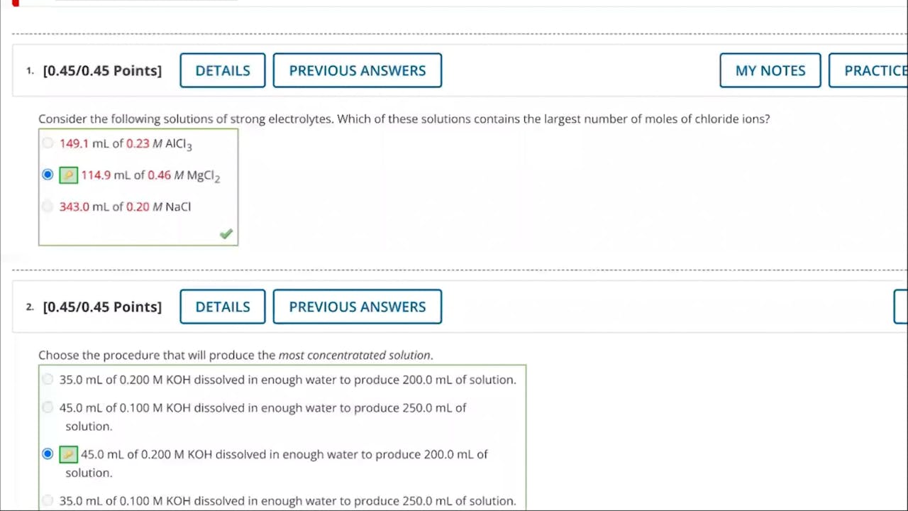 Spring 2023 CHEM 1211 Progress Check Preview (Chapters 3.11, 4.1 4.4
