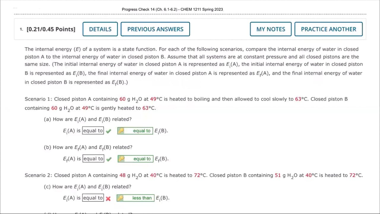 Fall 2023 CHEM 1211 Progress Check Preview (Chapter 6.1 - 6.2 ...