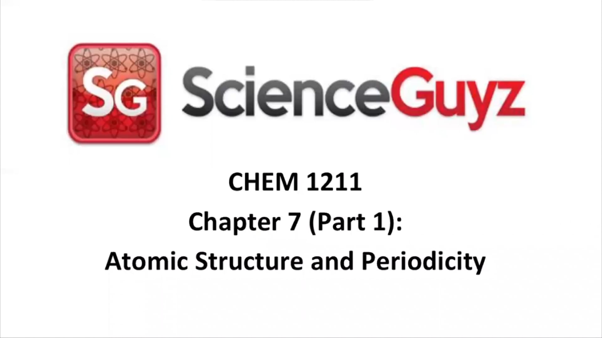 CHEM 1211 Chapter 7 (Part 1) Workshop Video Spring 2024 - CHEM 1211 ...