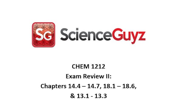 CHEM 1212 Exam Review #2 (Video Rental) Spring 25