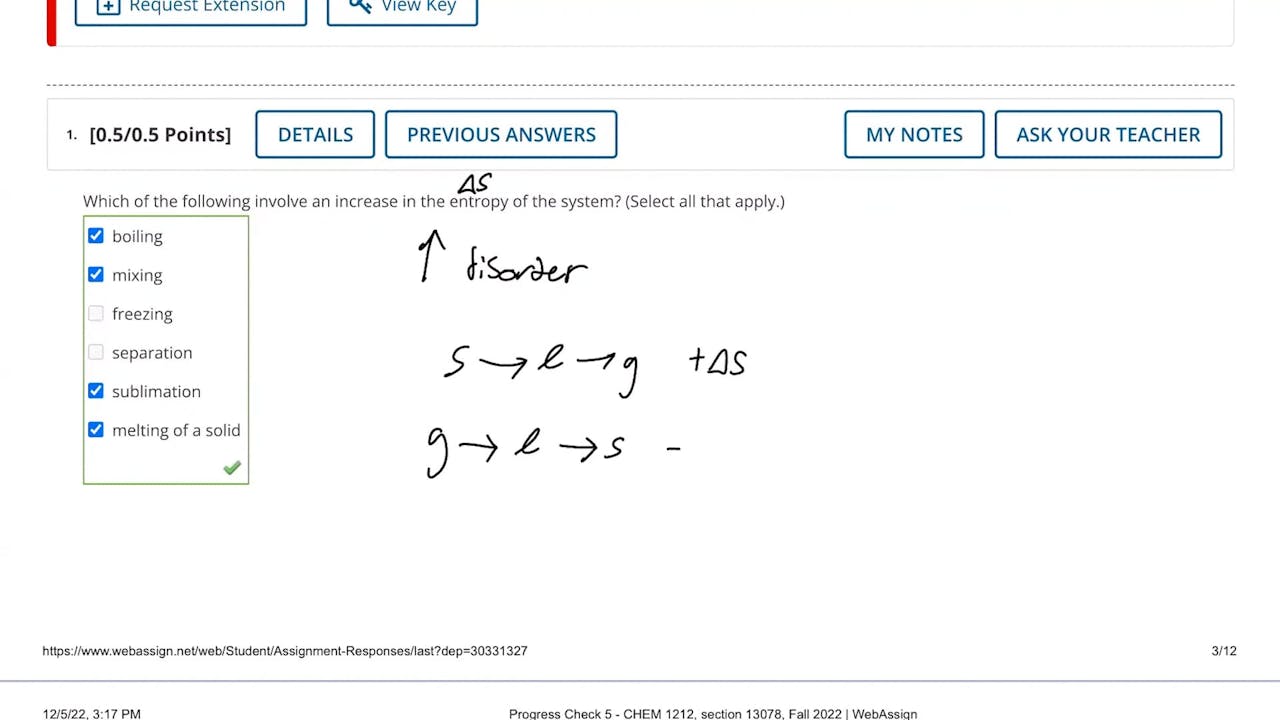 Spring 2023 CHEM 1212 Progress Check Preview (Chapter 17) Science Guyz