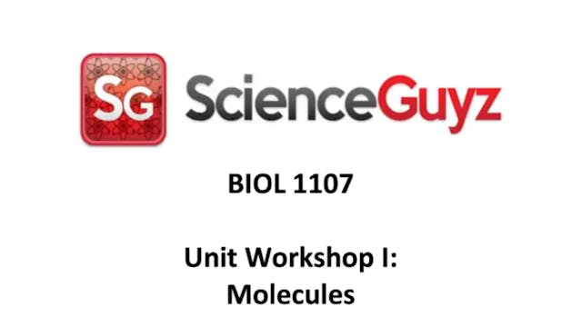 BIOL 1107 Unit 1: Molecules Workshop Video Spring 2025