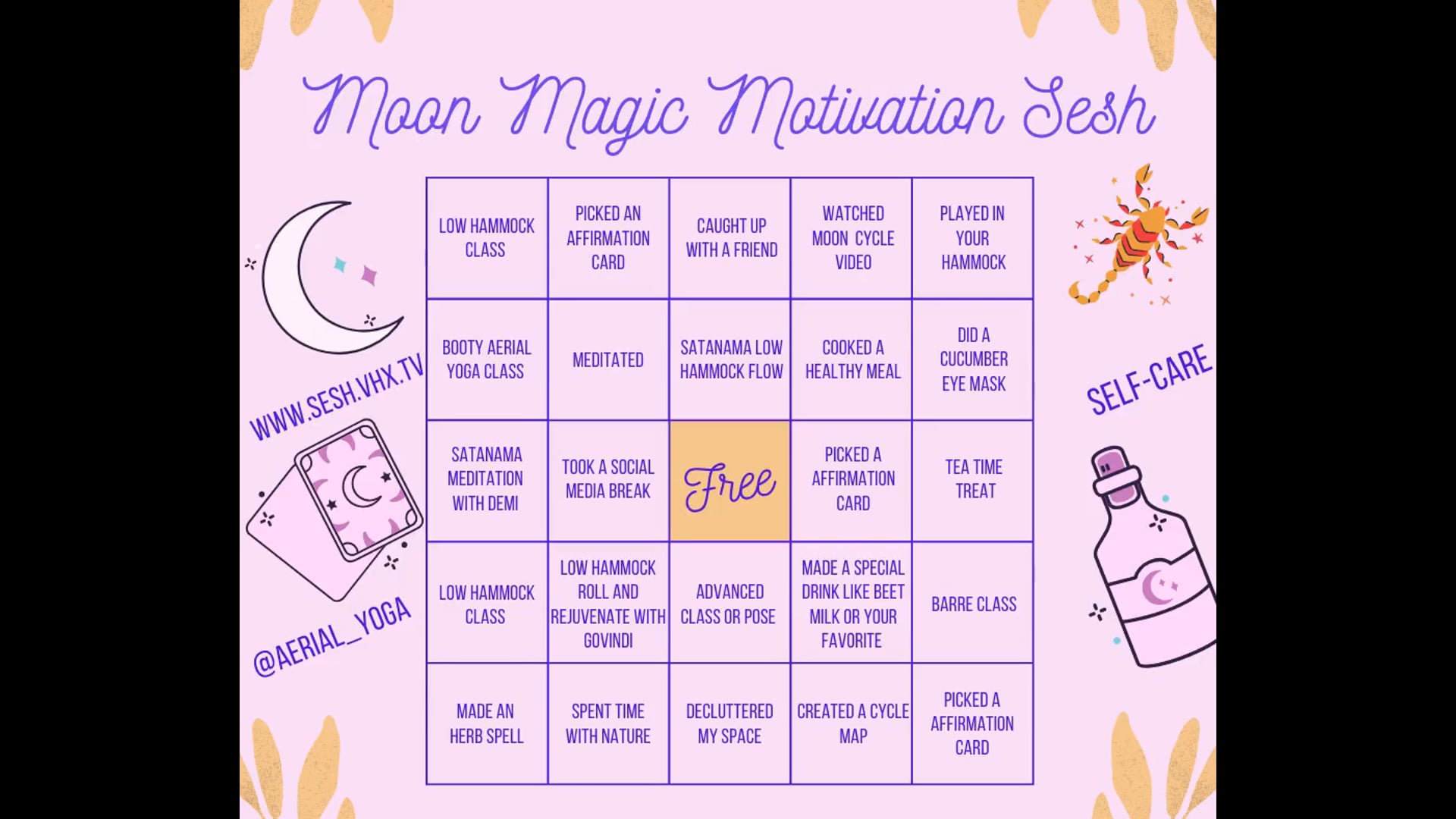Moon Magic Motivation Bingo 