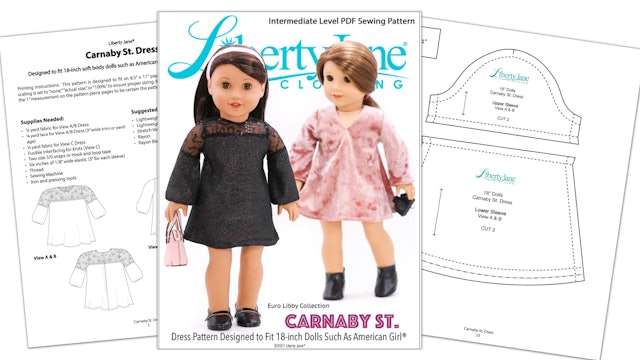 LJC Carnaby St Dress 18 Inch Doll Clothes Pattern PDF