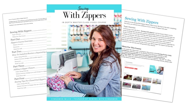 Sewing With Zippers PDF Course Guide