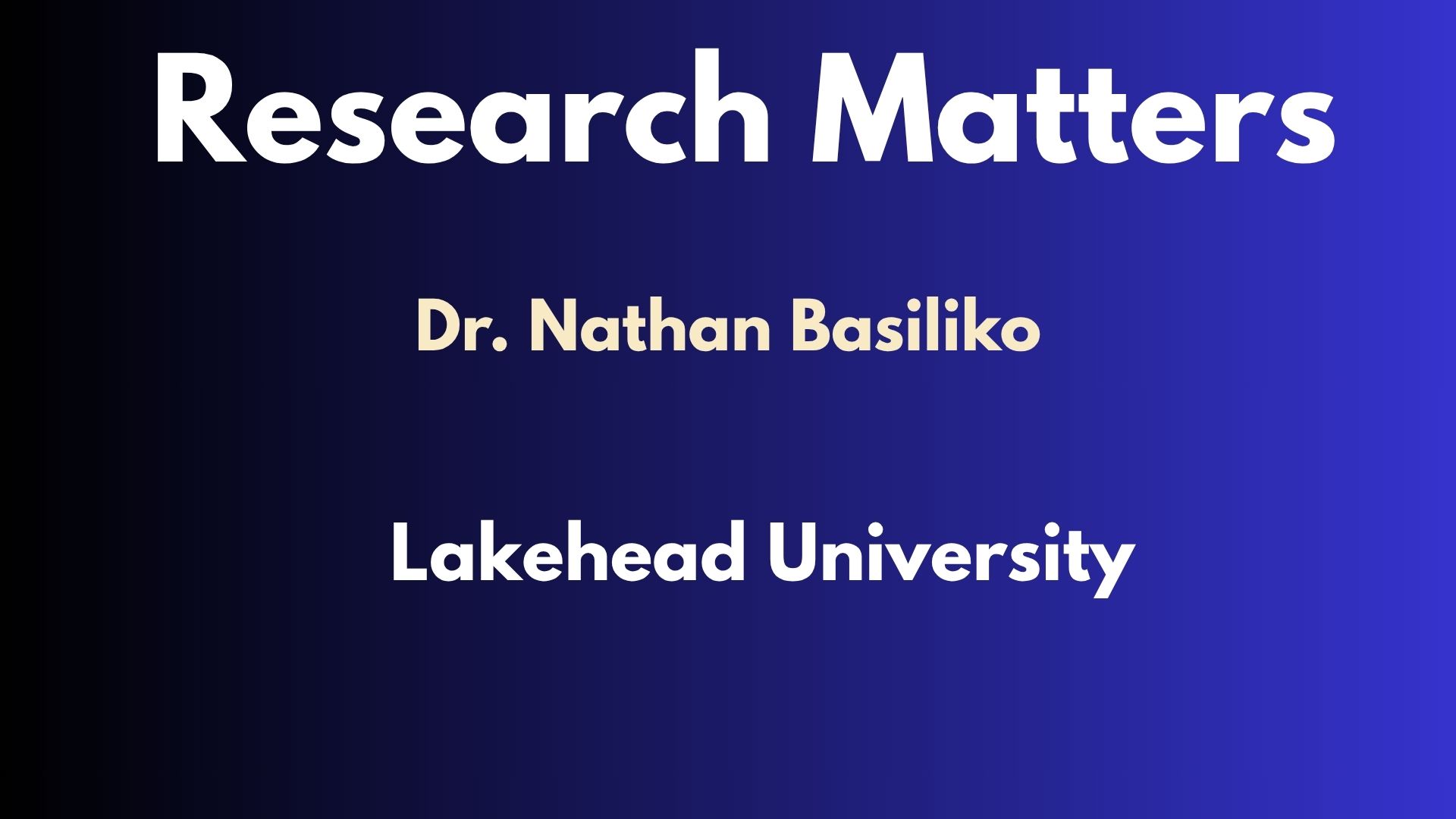 Research Matters - Episode 26 - Dr. Nathan Basiliko