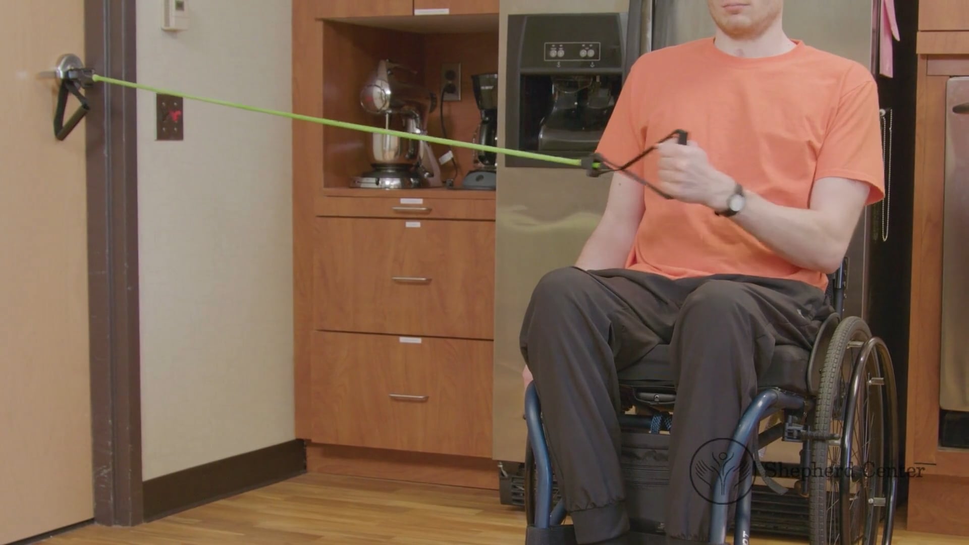 External Rotation with Resistance Band Demonstration (SCI T2-T12)