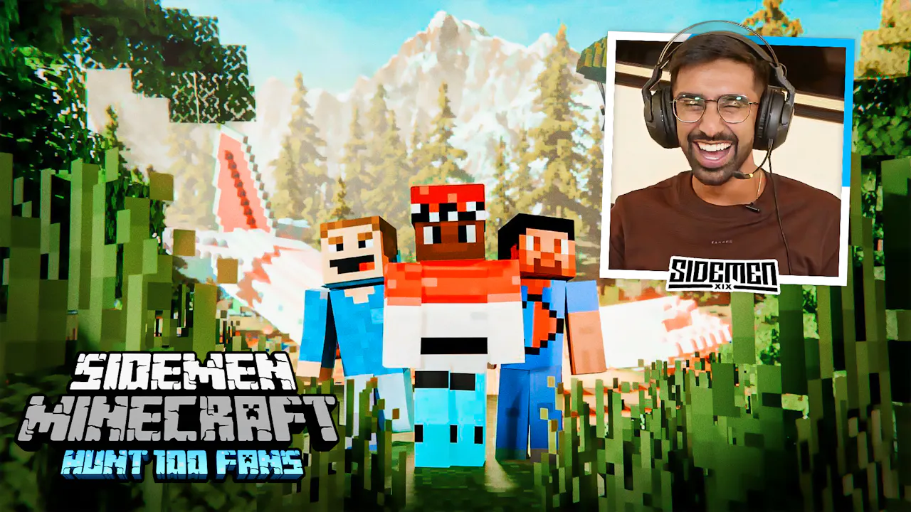 Sidemen Minecraft | HUNTING 100 Fans - Side+ Minecraft - Side+
