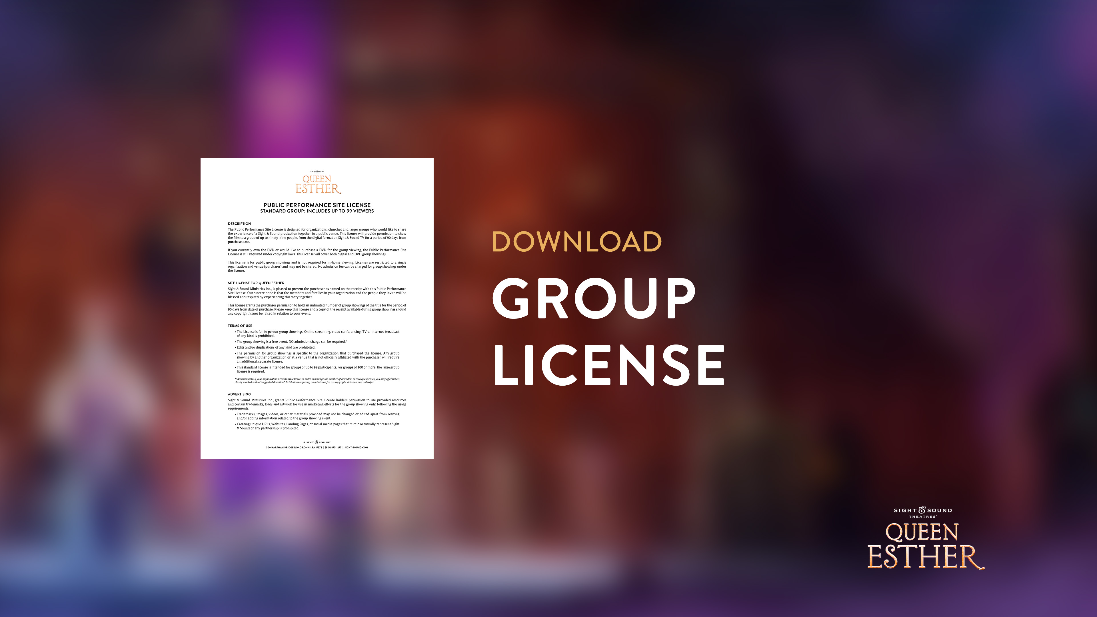 QUEEN ESTHER | Midsize Group License