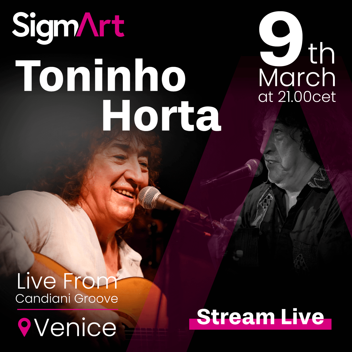 Live Jazz Concert Brazilian TONINHO HORTA from Venice