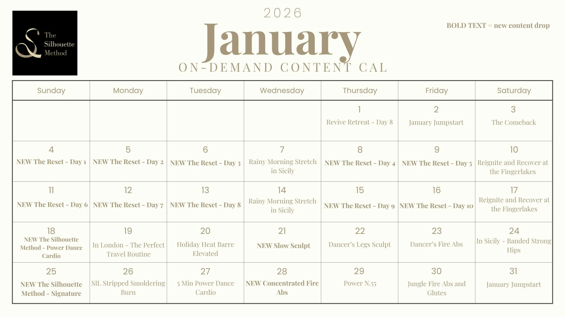 January 2026 On-Demand Calendar