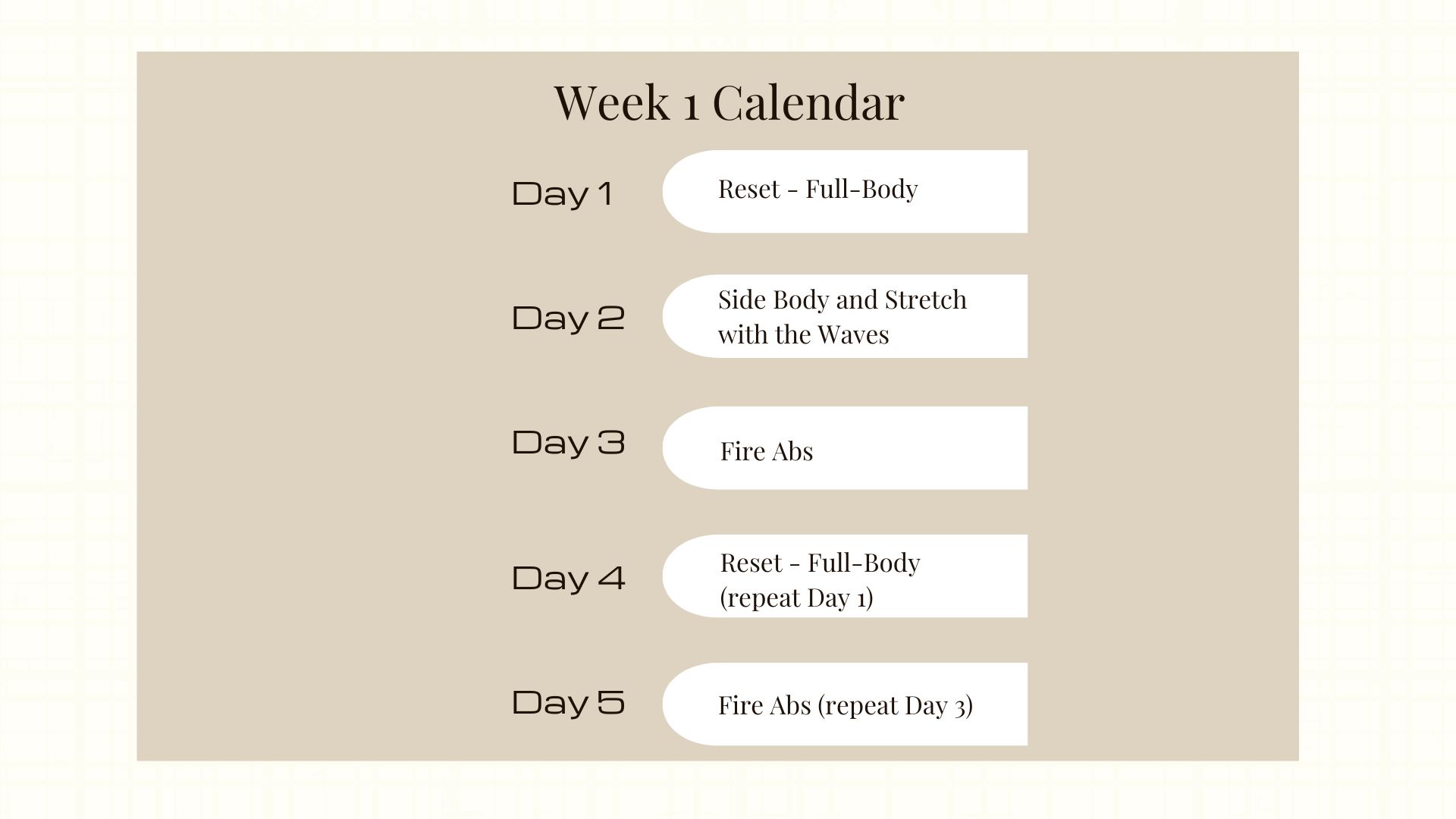 Jumpstart Intensive Calendar - Week 1