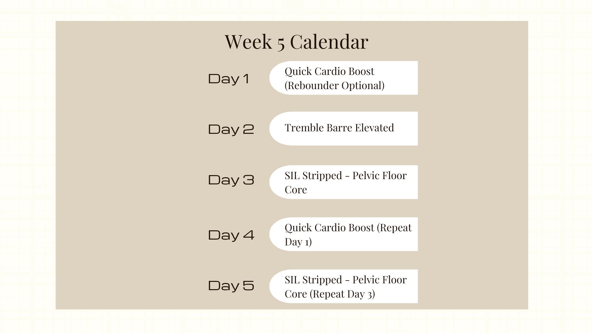 Jumpstart Intensive Calendar - Week 5