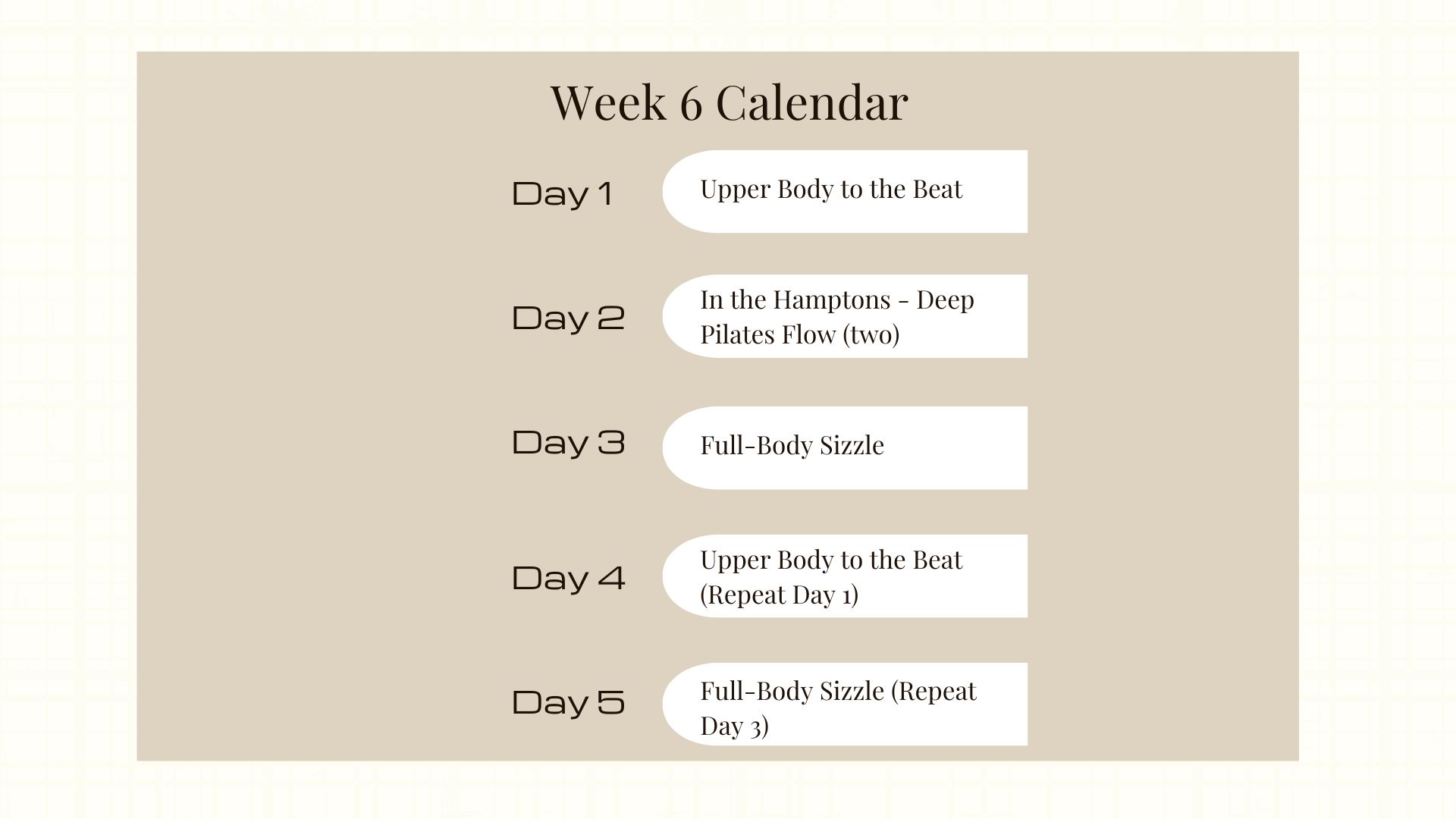 Jumpstart Intensive Calendar - Week 6