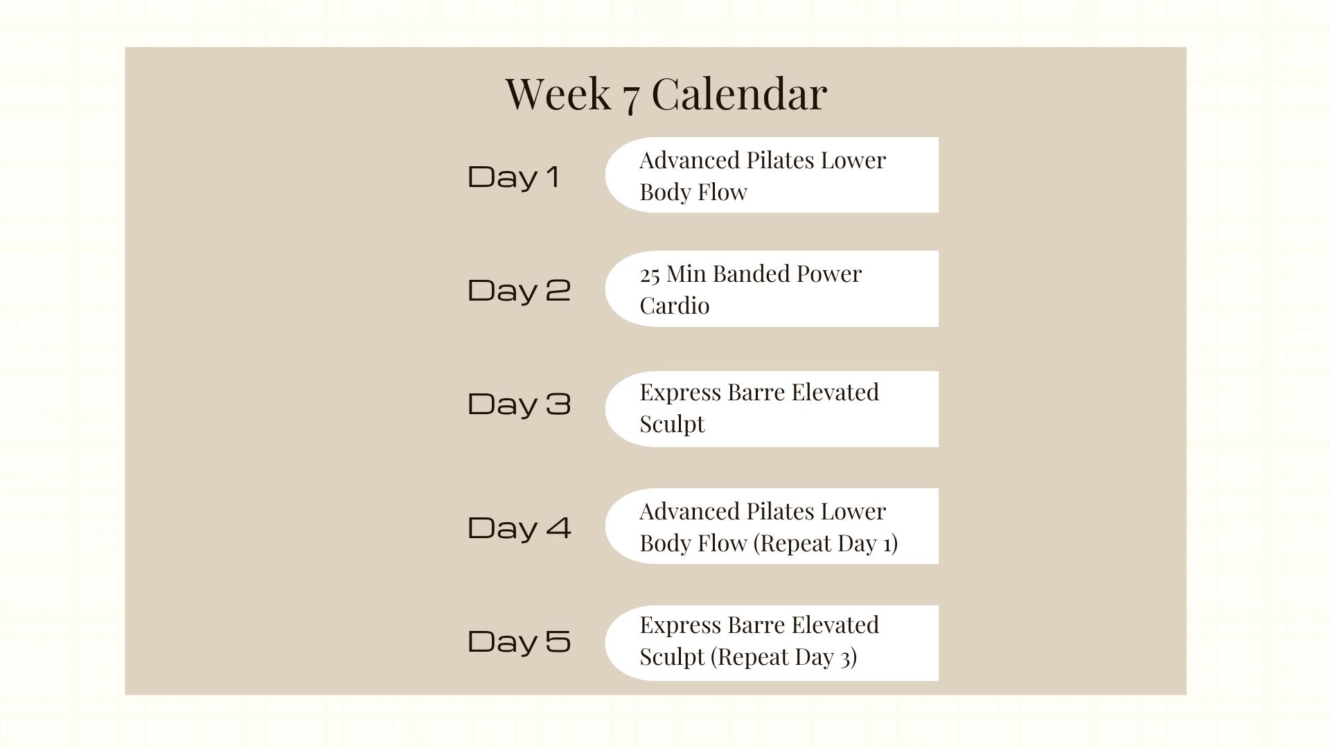 Jumpstart Intensive Calendar - Week 7