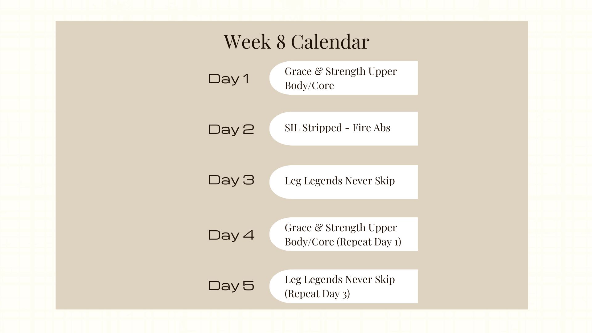 Jumpstart Intensive Calendar - Week 8