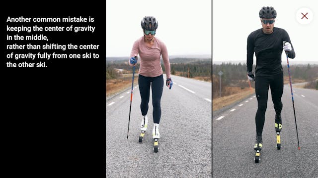 Diagonal technique on roller skis