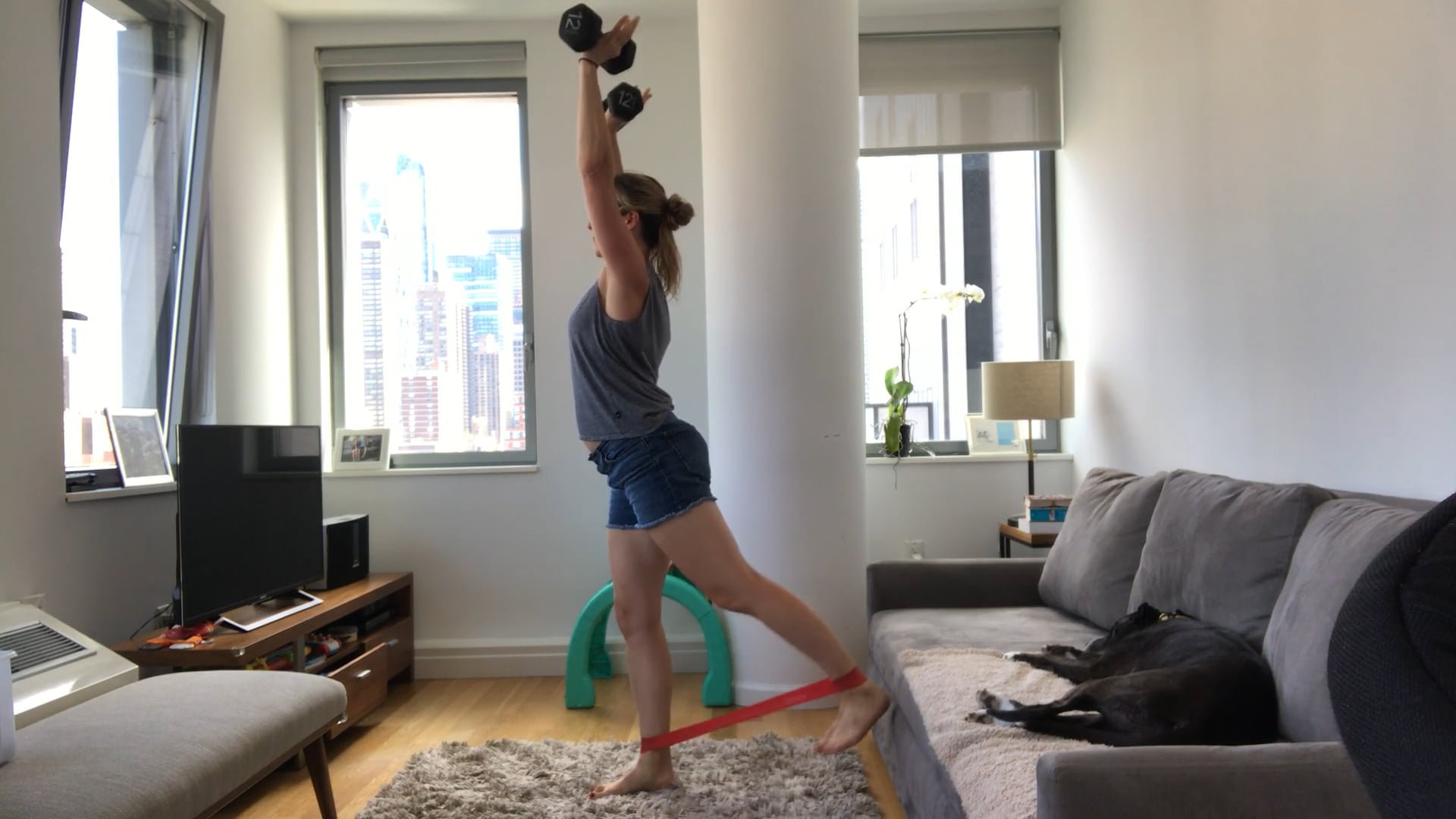 5-Minute Full Body Workout (short band and dumbbells)