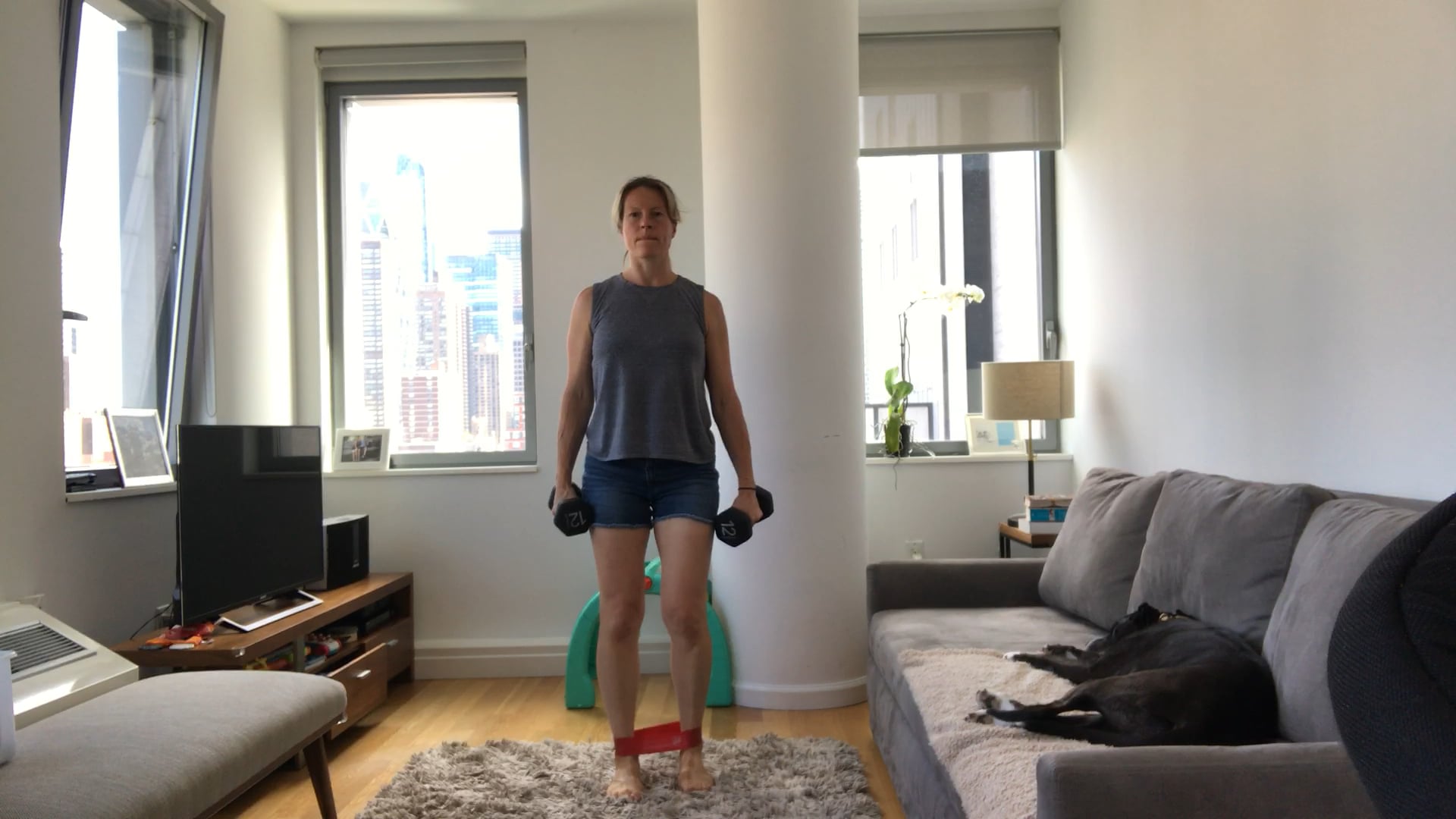 5-Minute Full Body Workout (short band and dumbbells)