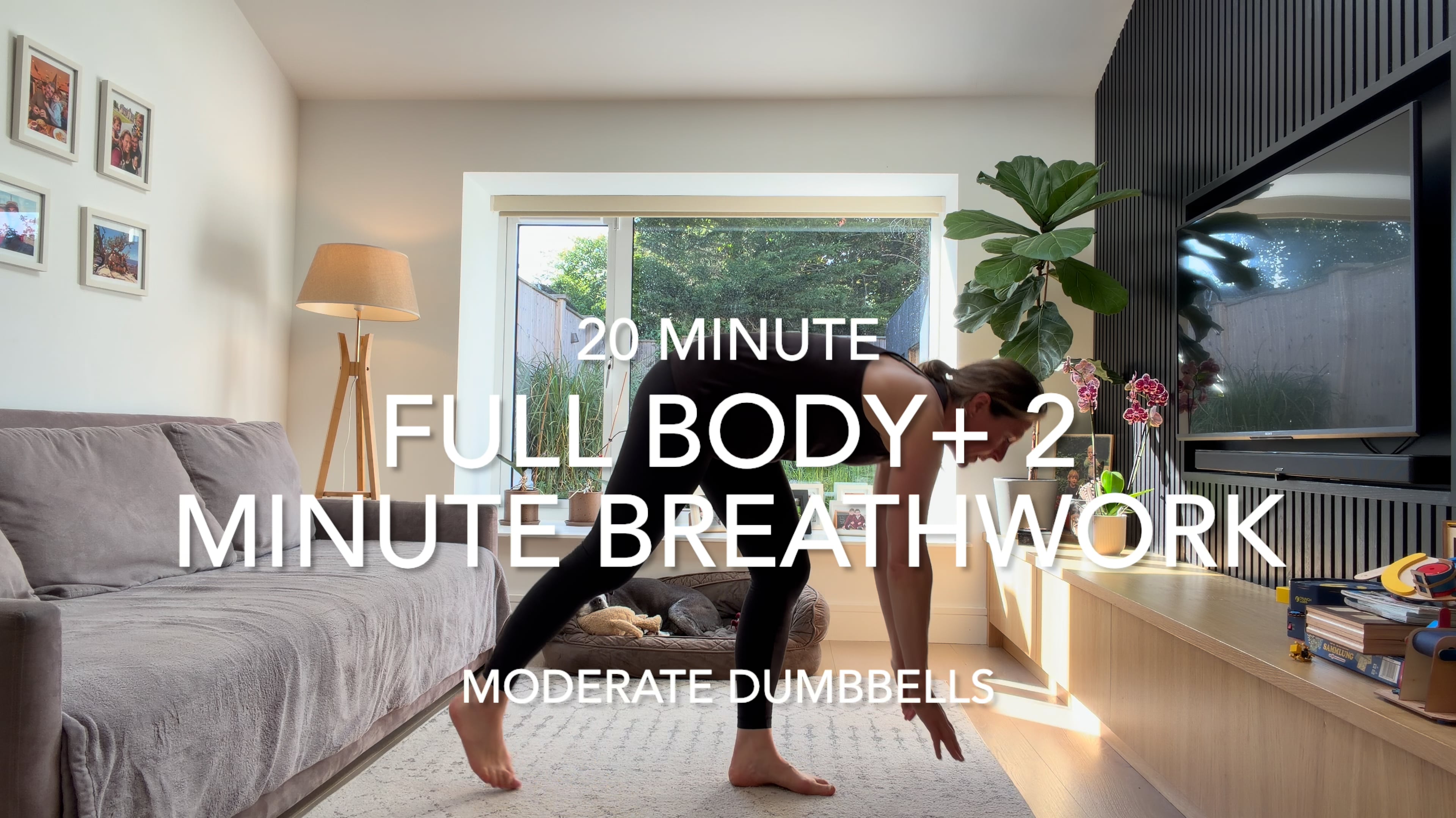 20 Min Full Body + 2 Min Breath Downregulation (moderate dumbbells)