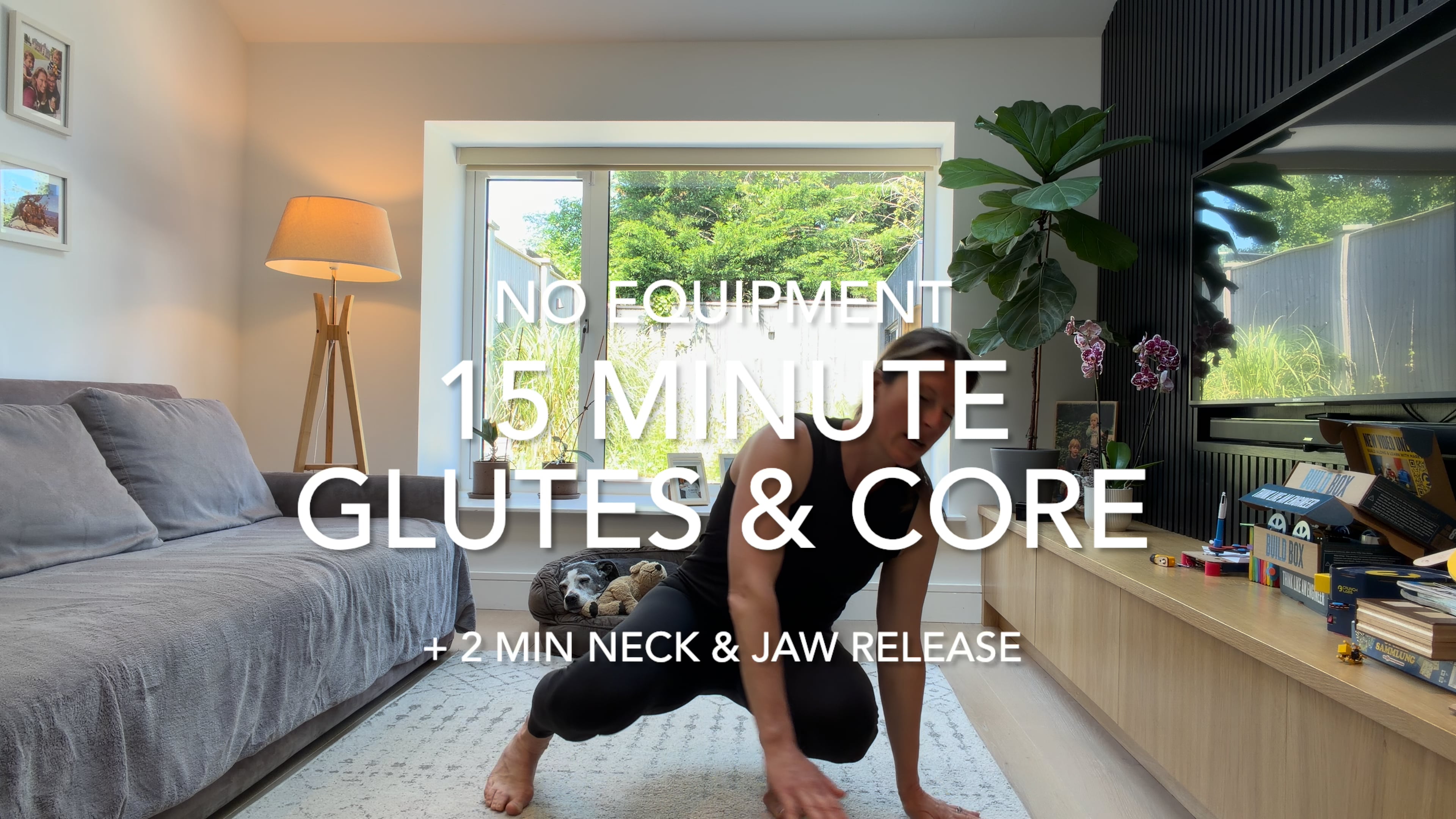 15 Min Core & Glutes + 2 Min Jaw & Neck Release (no equipment)
