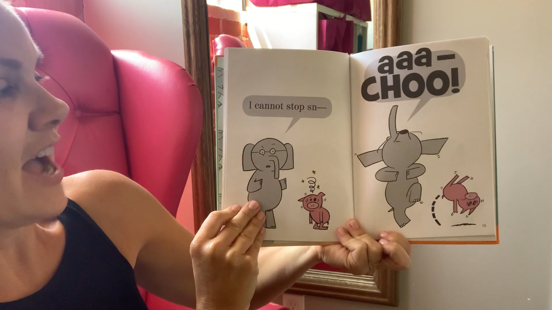 Miss Sophie reads Pigs Make Me Sneeze