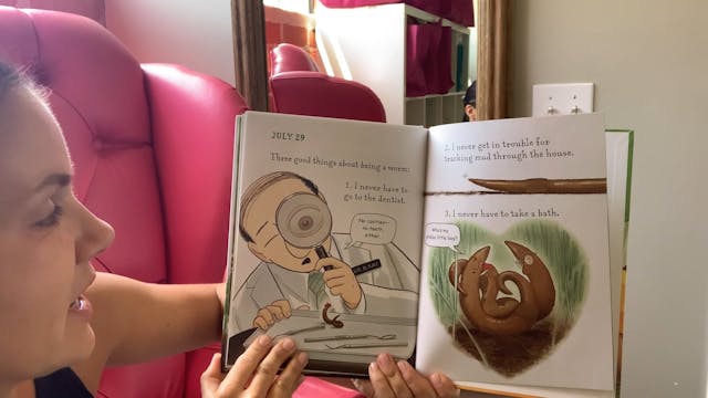 Miss Sophie reads “Diary of a Worm”