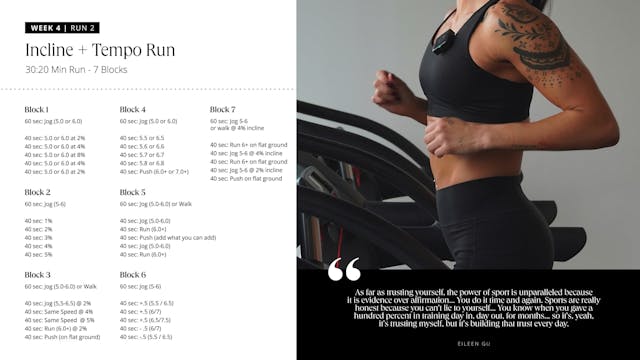Tempo Run w. Incline: 30:20 min (7 bl...