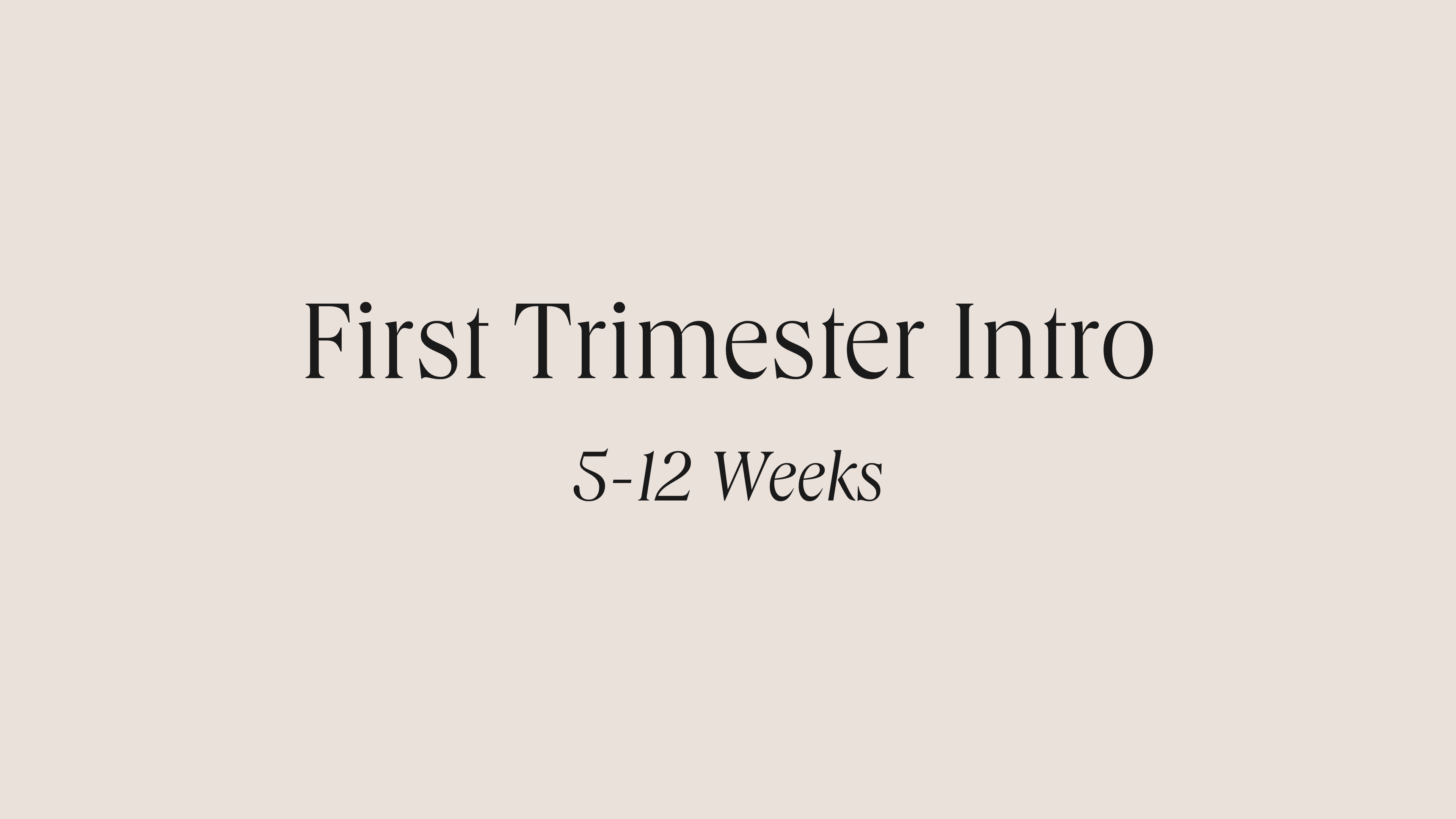 First Trimester Intro: 5-12 Weeks
