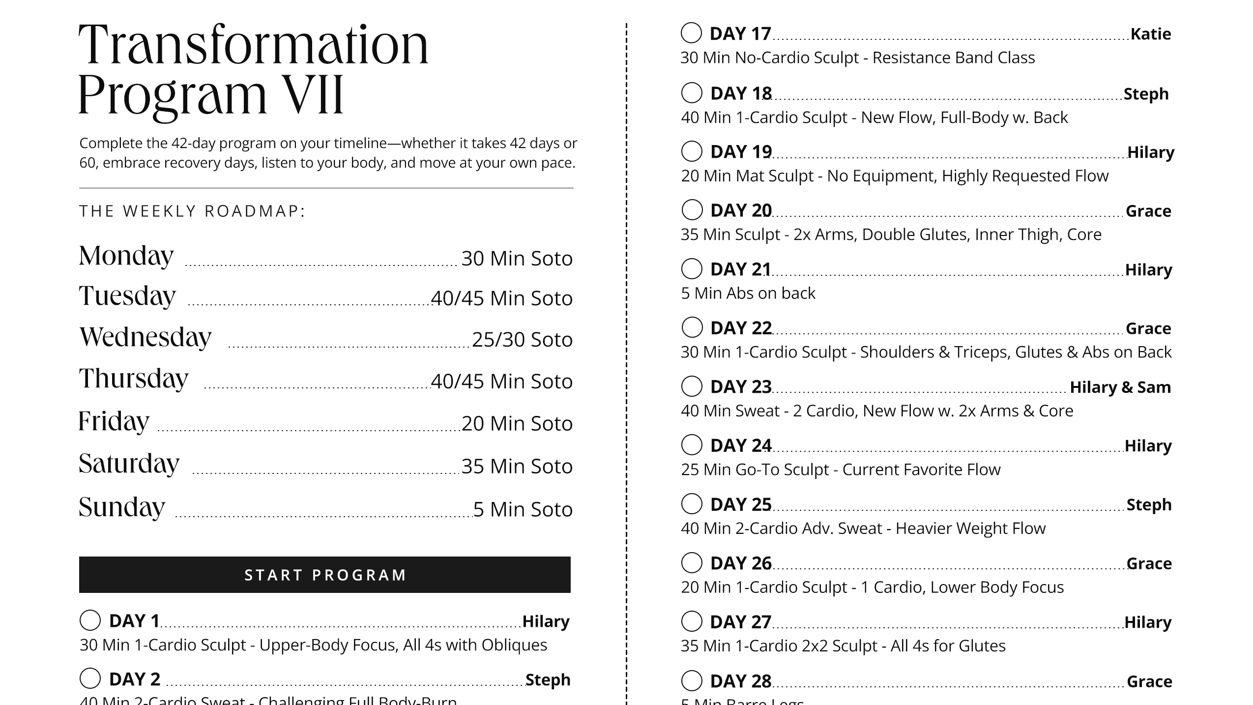 Transformation VII PDF - Check Off Your Days!