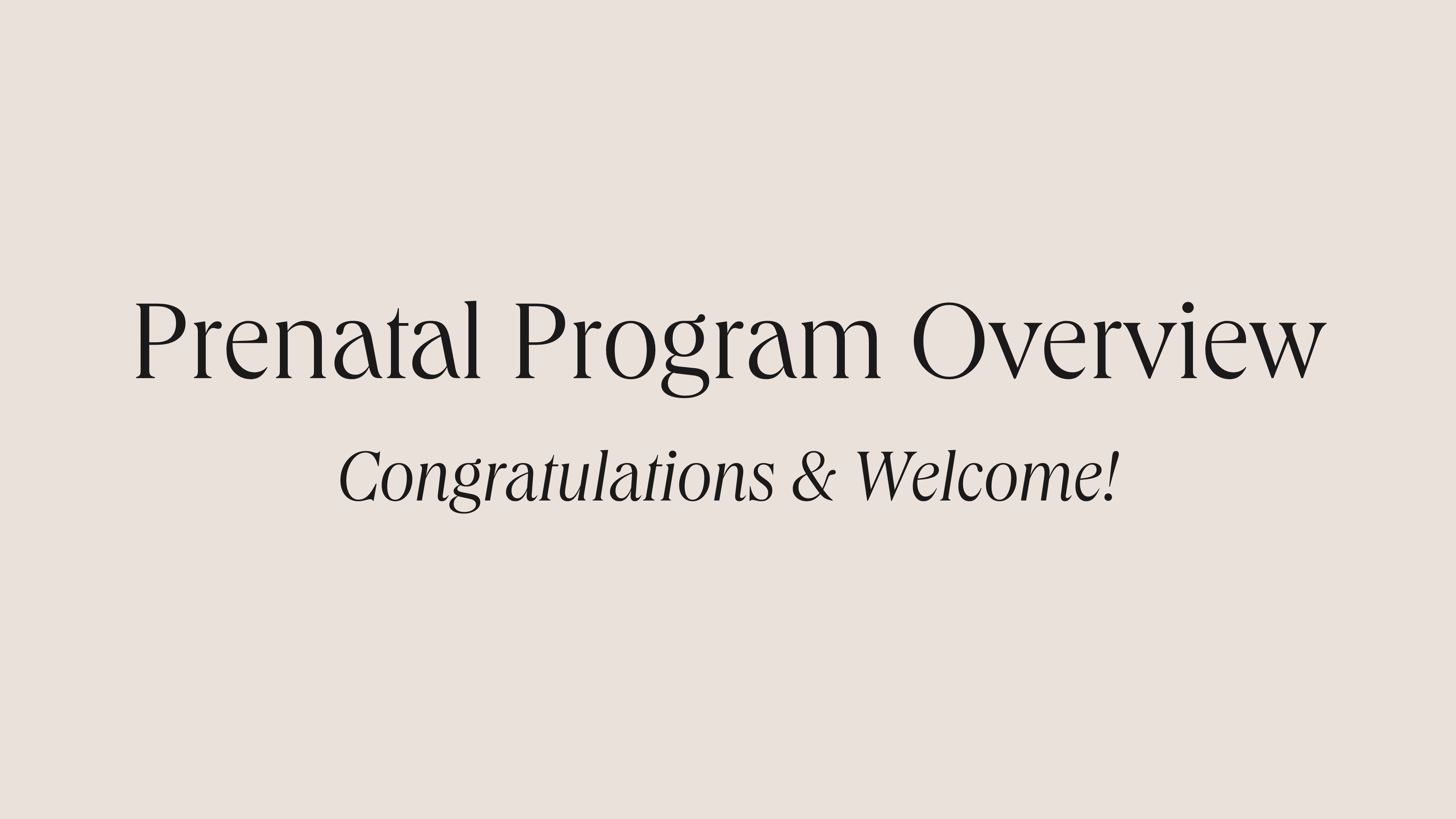 Prenatal Program Overview