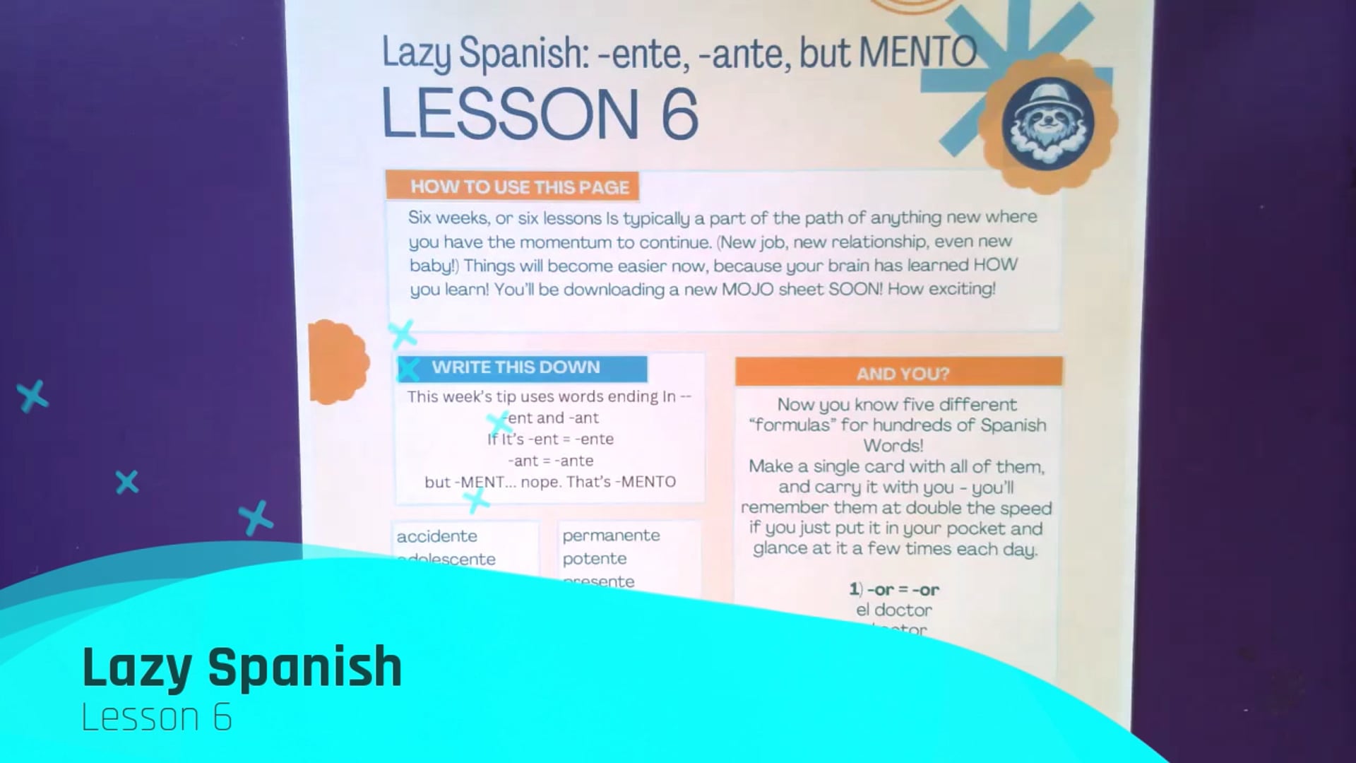 Lazy Spanish Lesson 6