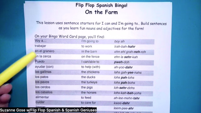Flip Flop Spanish Bingo - Farm Vocabulary Words