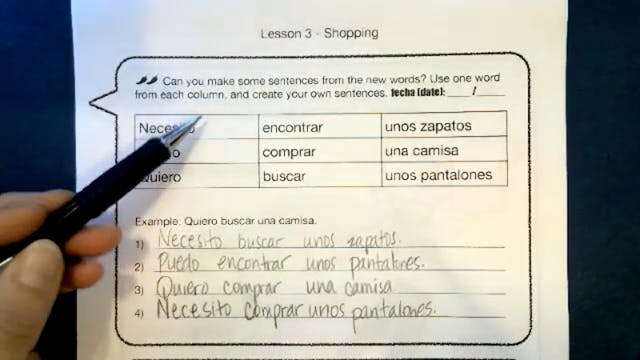 Spanish Geniuses Juniors Lesson 3 Shopping Homework Review 