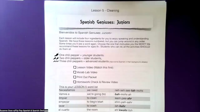 Spanish Geniuses Juniors Lesson 5 - Homework Review (Cleaning)