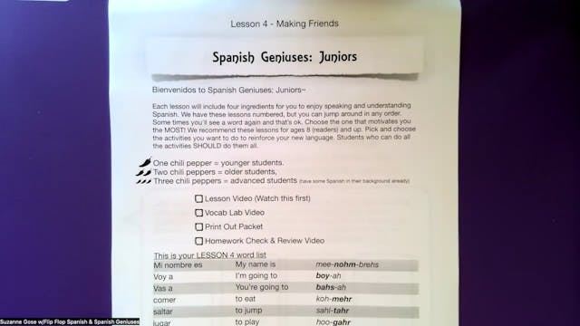 Spanish Geniuses Juniors Lesson 4 Hom...