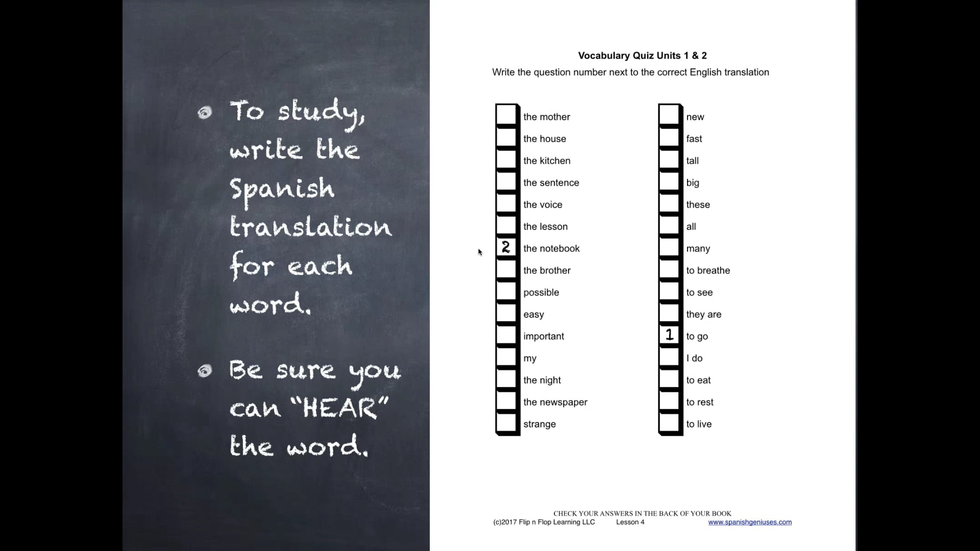 SGSG Level 1 Lesson 04 Vocab Lab