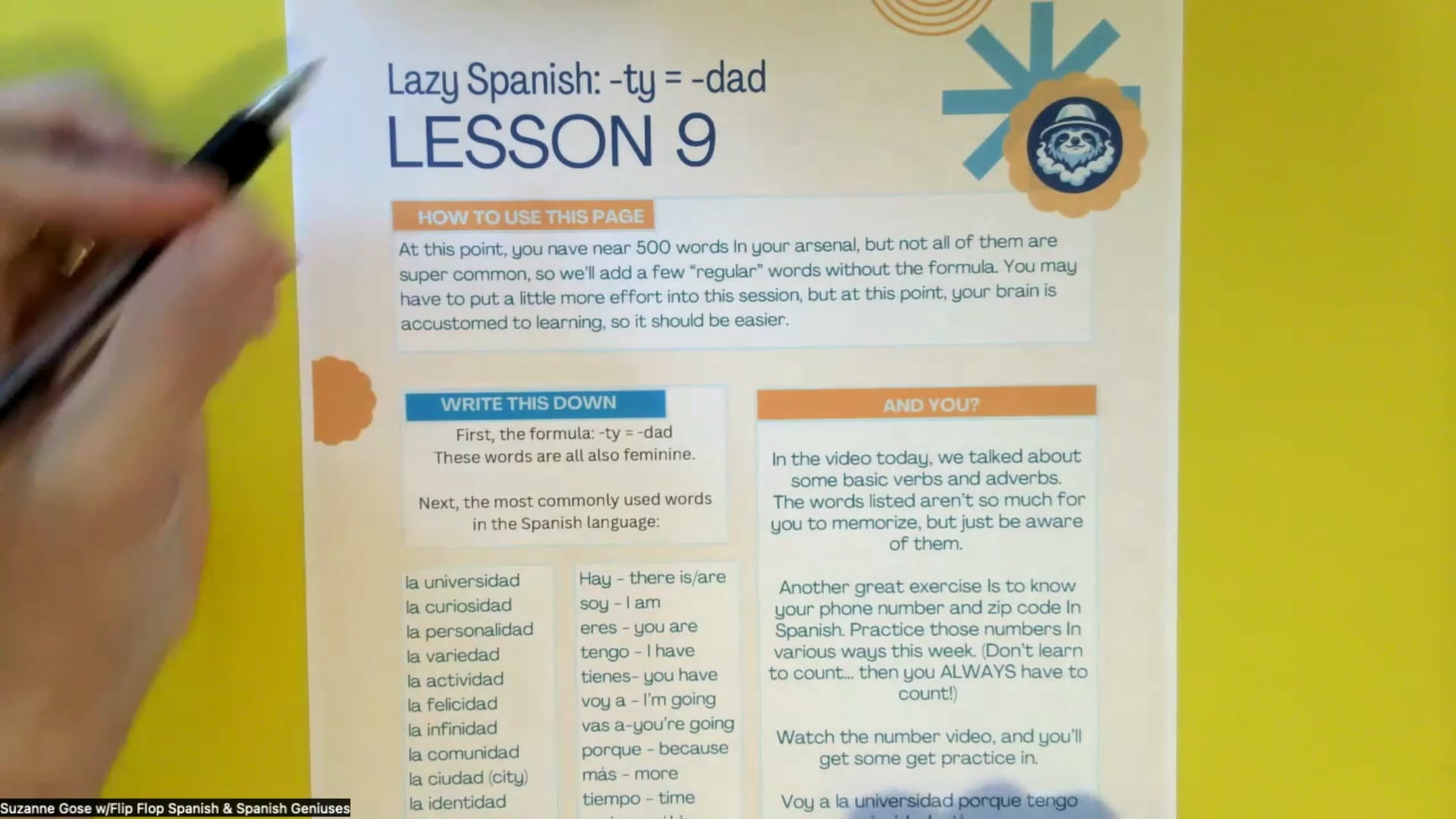 Lazy Spanish Lesson 9 -ty = -dad